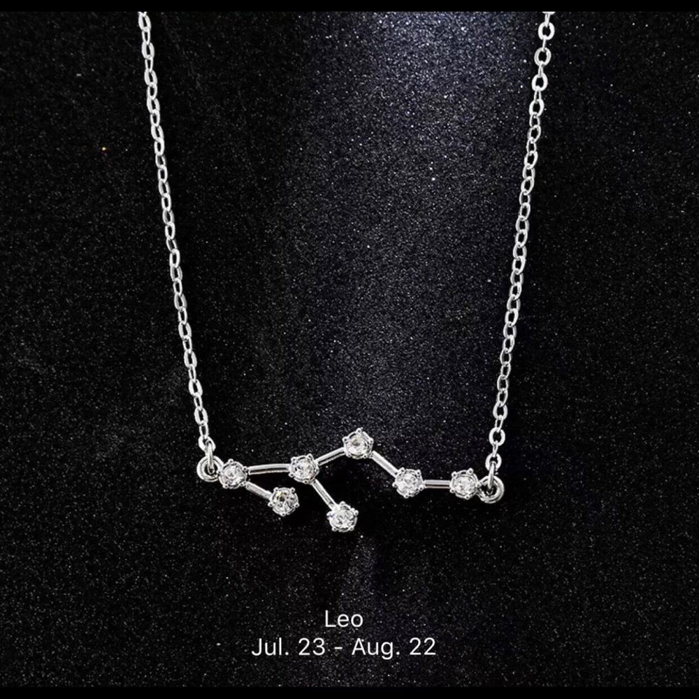 Leo Constellation Astrology Silver Alloy Necklace Minimalist Crystal Unique Gift